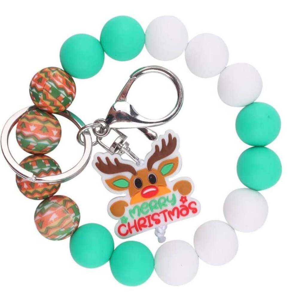 Merry Christmas Reindeer Wristlet Keychain